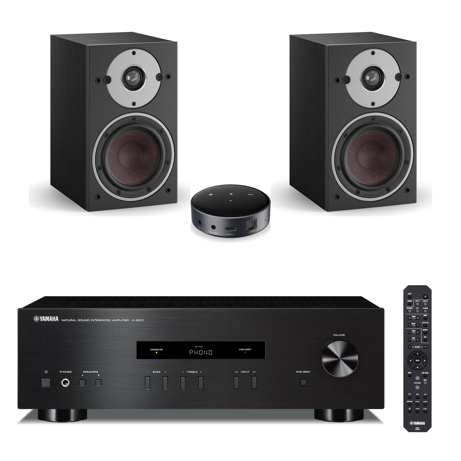 Yamaha A-S201 crna + par DALI OBERON 1 Black + WiiM Mini